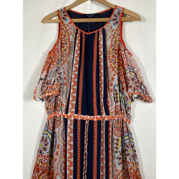 Butterfly Print Maxi Dress Size Medium Cold Shoulder Chiffon Boho Fairy Y2K New - Picture 7 of 14